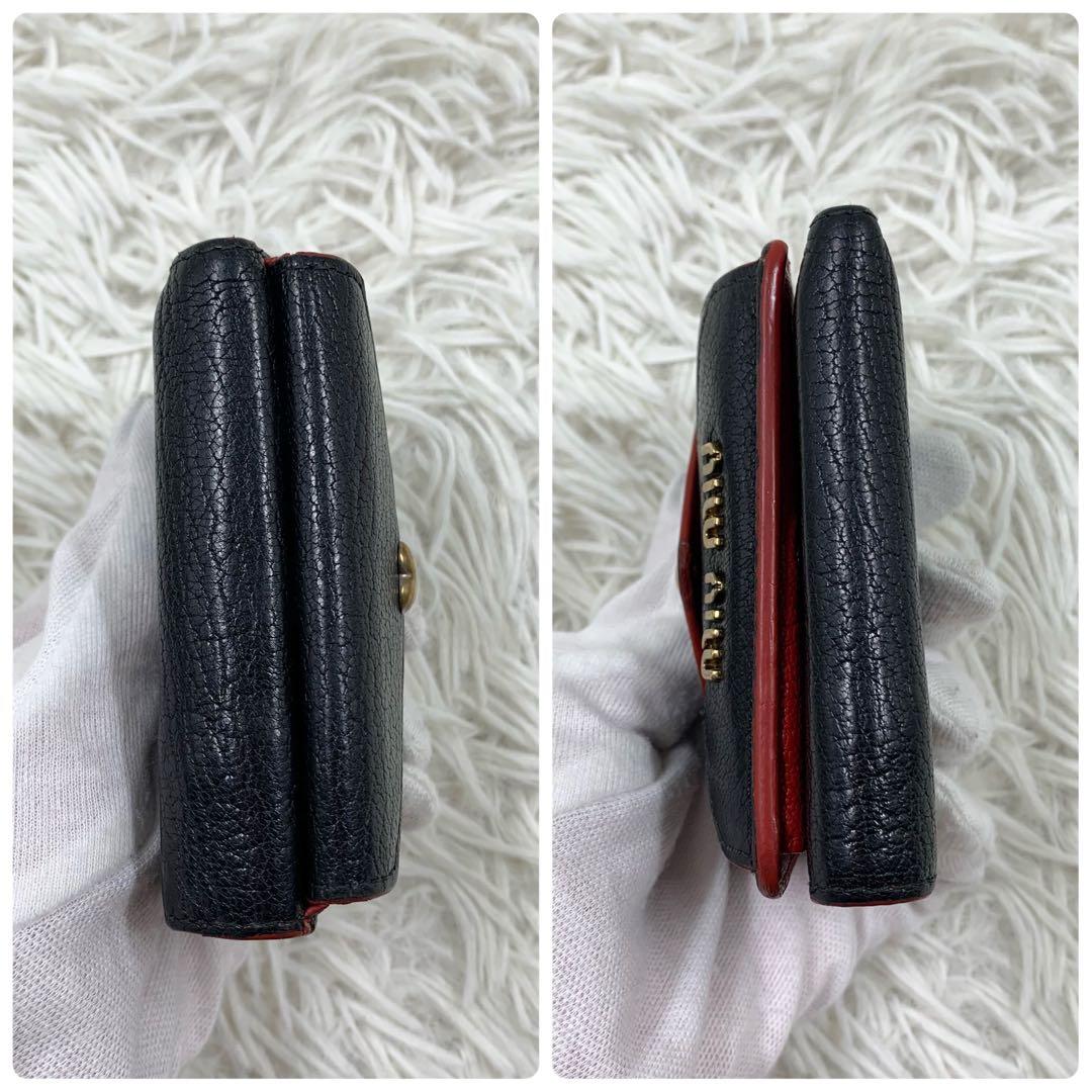 【✨美品✨】ミュウミュウ 三つ折り財布 マドラス ラブレター ブラック
