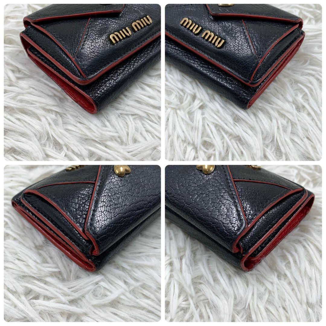 【✨美品✨】ミュウミュウ 三つ折り財布 マドラス ラブレター ブラック