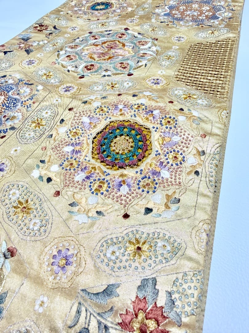 高級 袋帯 正絹 六通柄 汕頭刺繍 相良刺繍 蘇州刺繍 ゴールド 約120万円