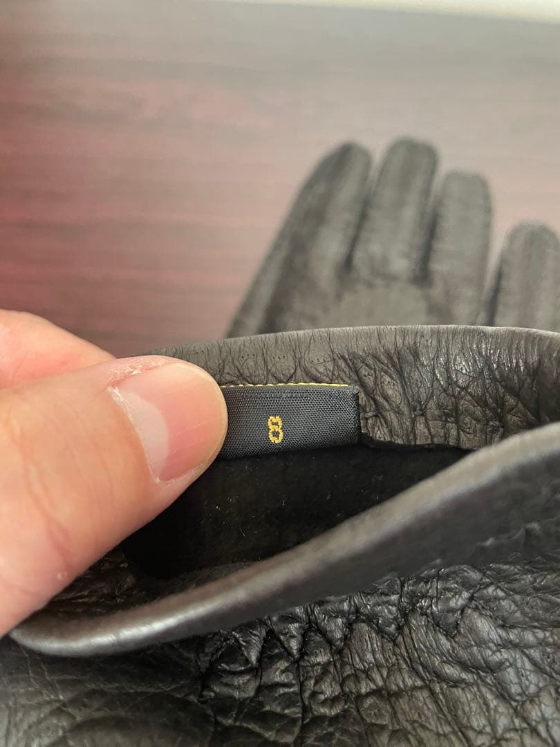 Restelli ペッカリー革手袋　ブラック　サイズ8