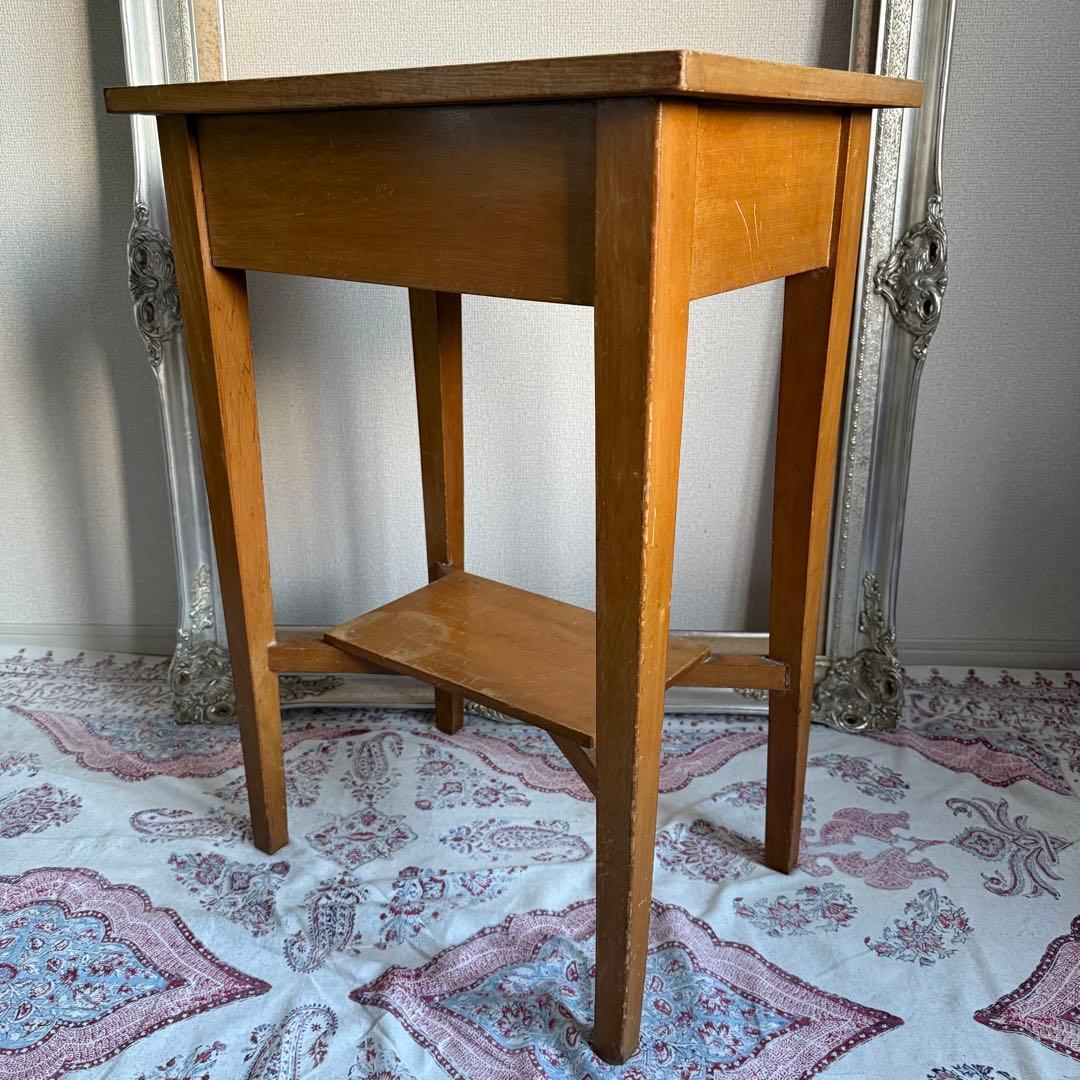 ビンテージ　昭和レトロ　サイドテーブル　花台　古道具　家具　店舗什器　木製