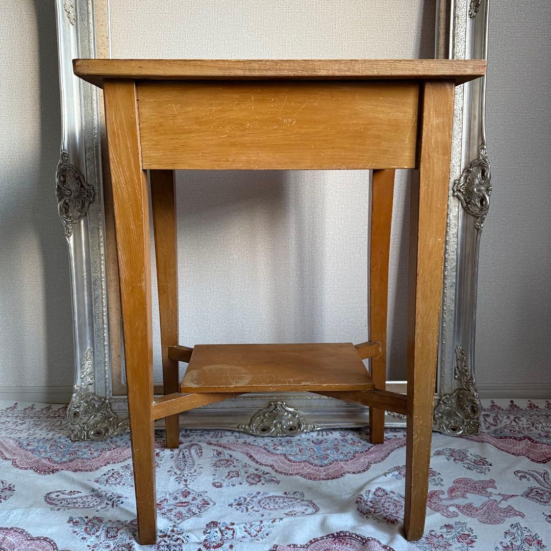 ビンテージ　昭和レトロ　サイドテーブル　花台　古道具　家具　店舗什器　木製