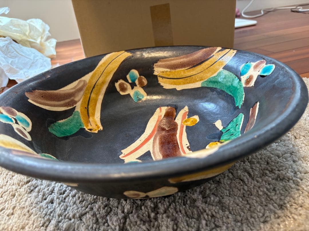 多色模様の陶器の鉢　陶芸作家 加山晴子