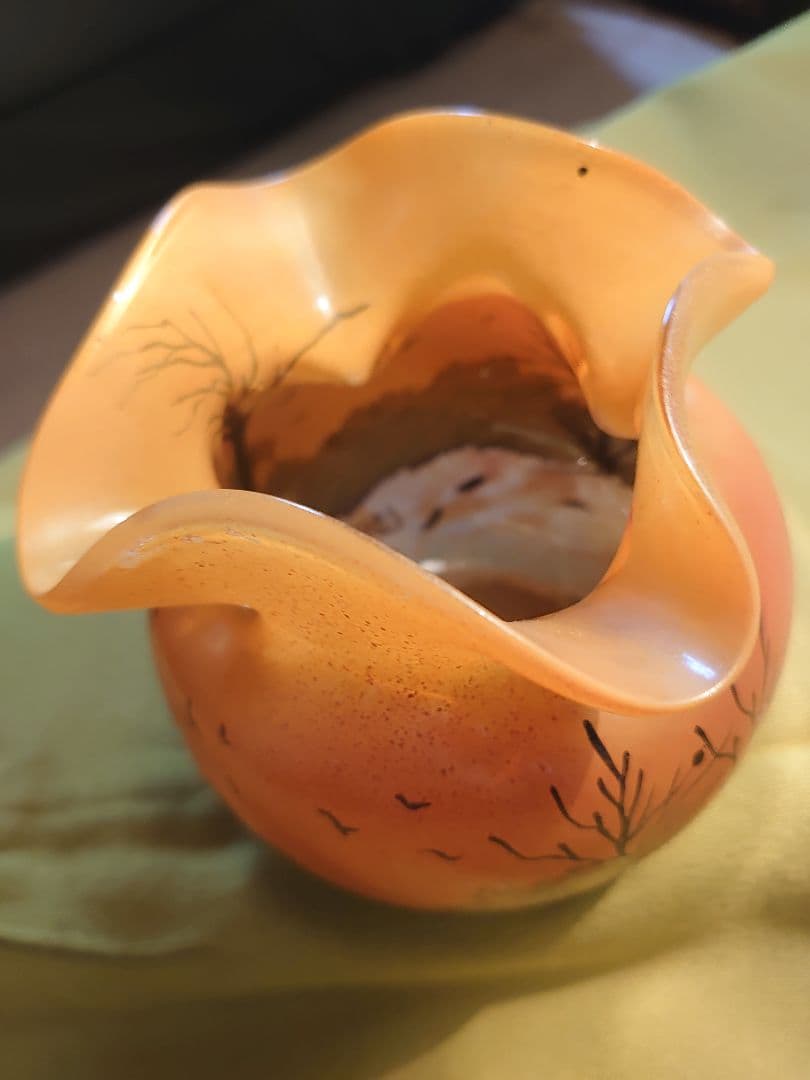 フランスLegras 「ルグラ 」エナメル 冬景色アンティーク美術ガラス工芸