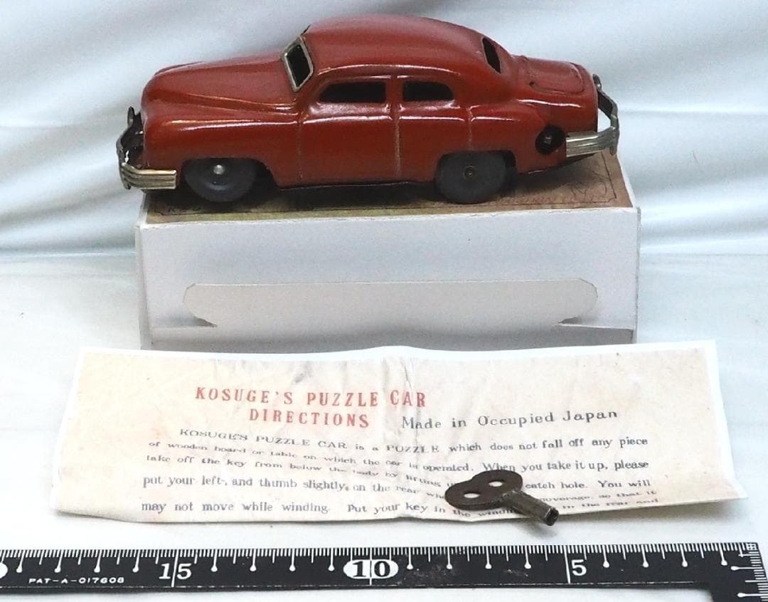 KSG【占領下の日本製パズルカー赤ゼンマイ】ブリキtin toy car箱コピー