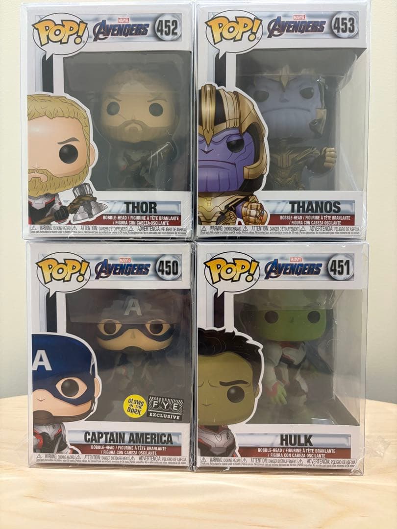 【新品】Funko pop Marvel フィギュア 4体　　保護ケース付