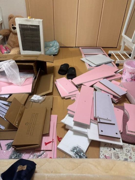 2 点セット ドレッサー & クッションスツール 組立式