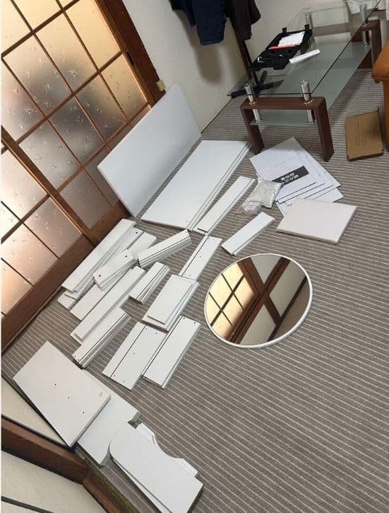 2 点セット ドレッサー & クッションスツール 組立式