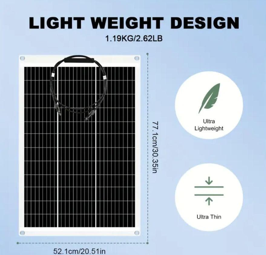 0914 曲がる! 100W2枚で200W ソーラーパネルキット コントローラー