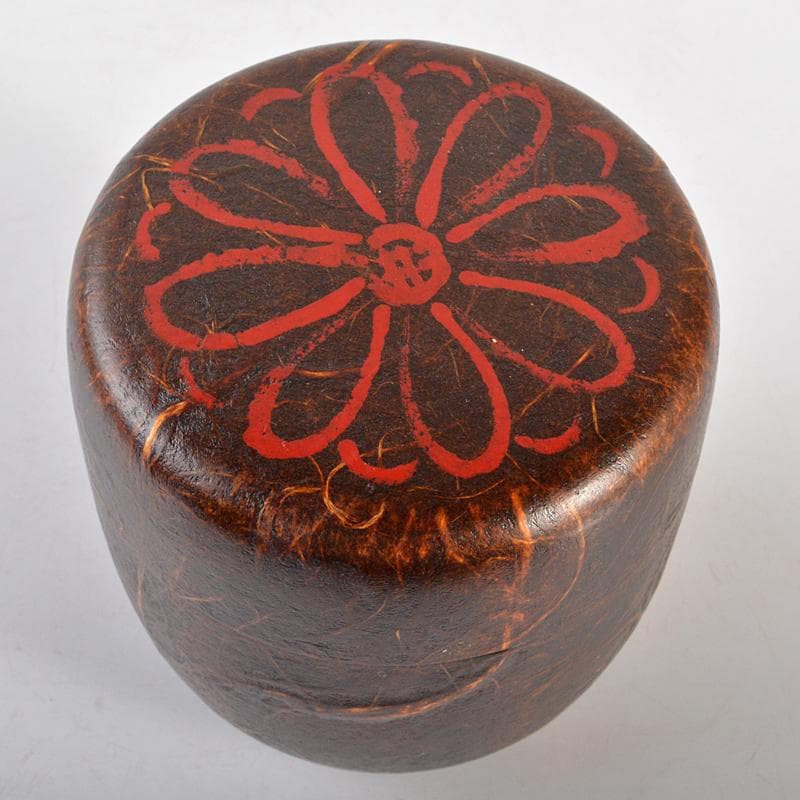 山中塗　道場宗廣作　雲龍和紙張　菊之絵　自画　大棗　松長剛山極め箱　VR6647