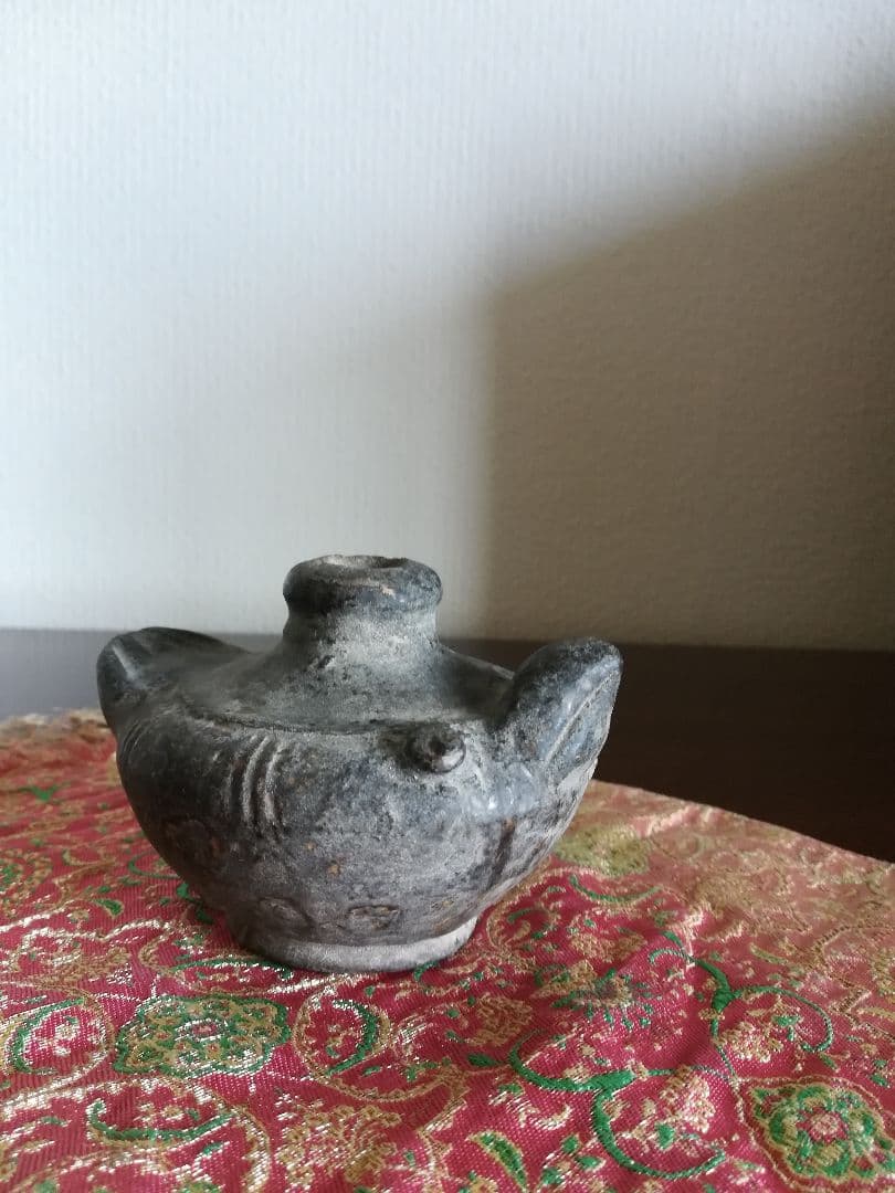 ♦安南 黒釉鳥形瓶 サワンカローク ソコタイ アンティーク骨董品コレクション