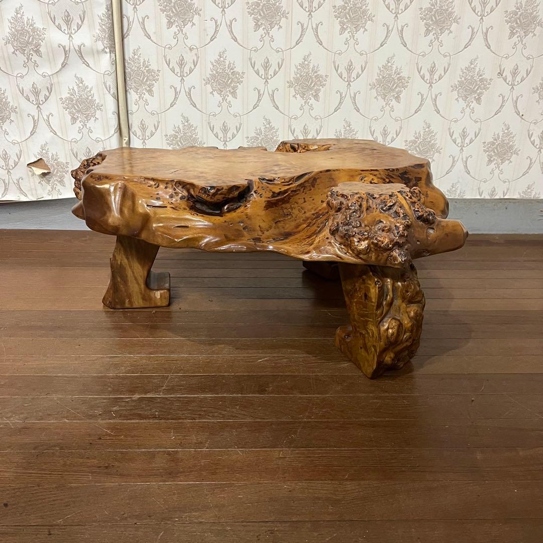 【アンティーク】木製 無垢材 切り株 木の根 座卓 飾り台 花台 古道具 古民家