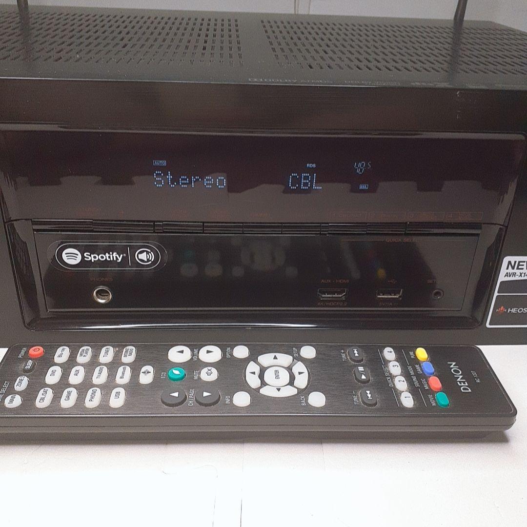 DENON AVアンプ AVR-X1400H リモコンSpotify対応美品