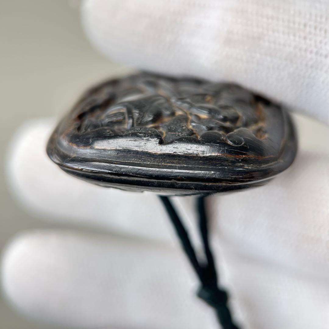 神話的なデザイン彫刻極上根付天然素材アンティーク骨董飾り物古美術置物細密細工