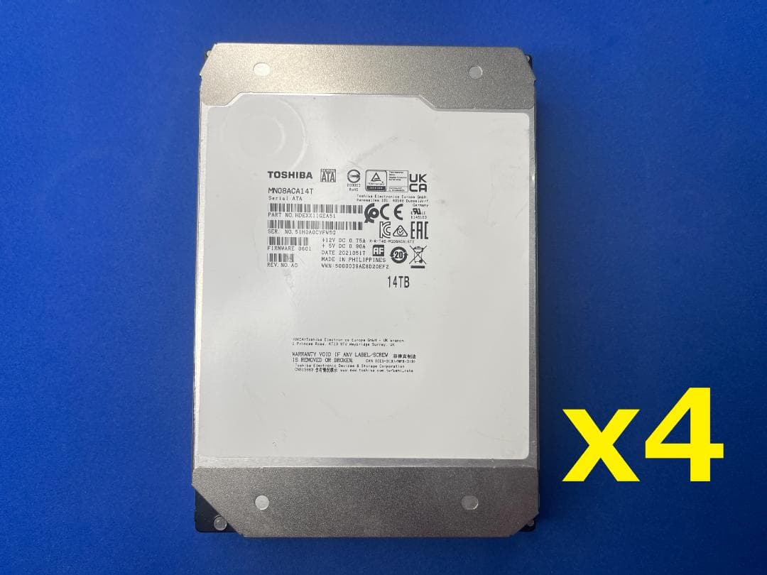 ４台セット 東芝 MNシリーズ 14TB 3.5 HDD NASにも最適