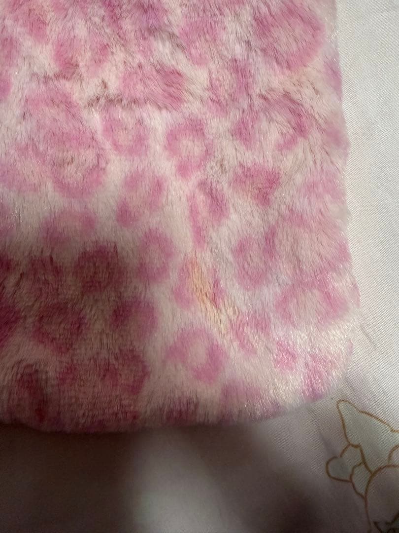 ミニーちゃん マフラーキャップ ヒョウ柄ピンク