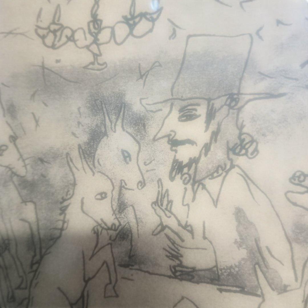 5677）此木三男（このきみつお） エッチング「耳立てて師の話聞きたまえ」EA