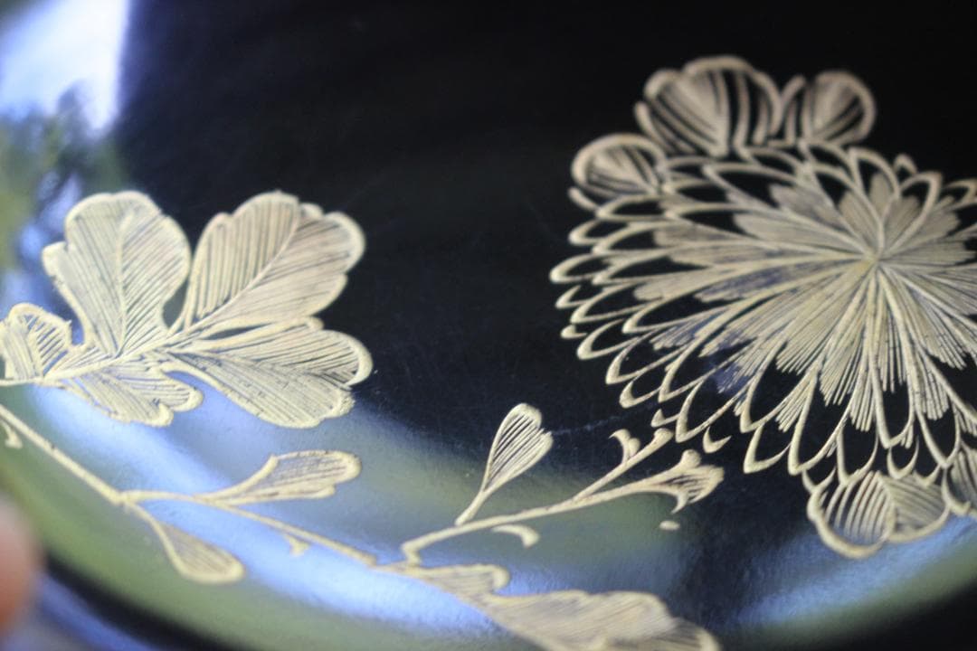 絵柄選択可！時代朱漆に優美な草花沈金のお椀10点（検輪島塗懐石椀沈金椀