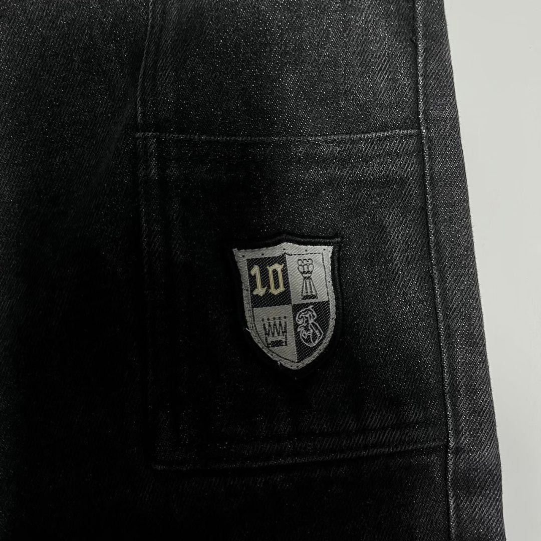 00s バランスストリートウェアワイドブラックデニムパンツロゴ刺繍BALANCE