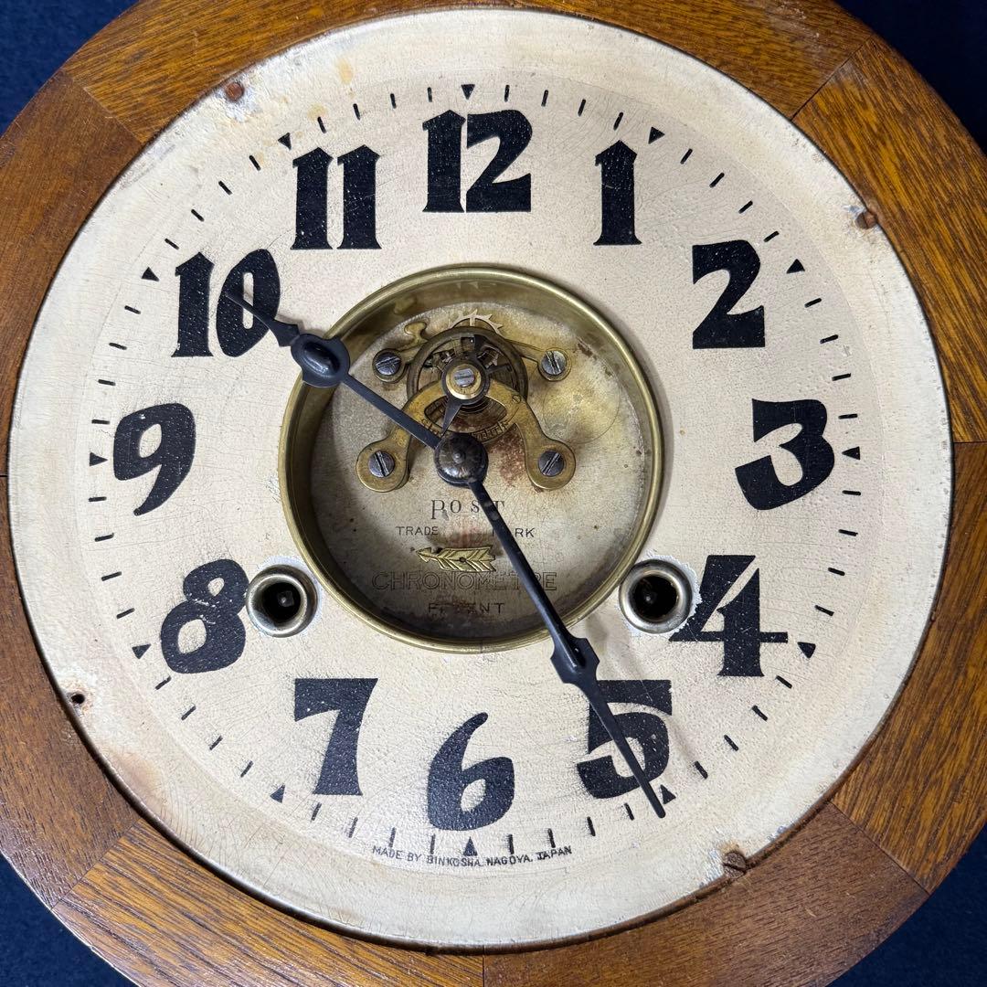 掛時計 ボンボン時計 丸型 BINKOSHA ゼンマイ時計 機械式 名古屋