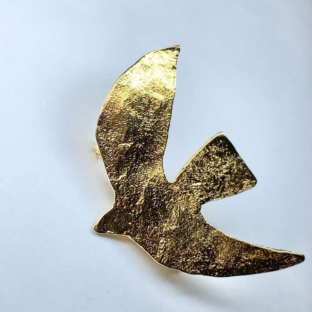 未使用級 セシルエジャンヌ ラ・コロンブ ブローチ 鳩 ハト 24金コーティング