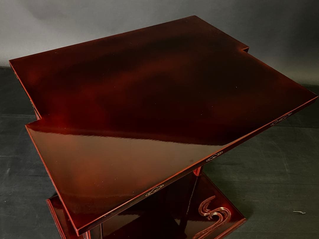 「母」 輪島塗 鵬雲斎好 山雲棚 宗芳作 共箱 茶道具 （114あ①）