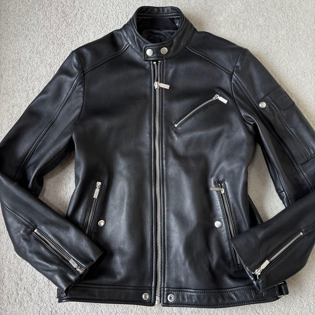 極美品 DIESEL シープスキン ライダースジャケット ラムレザー ブラック