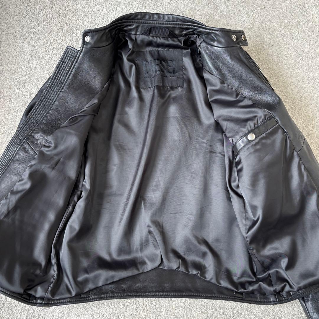 極美品 DIESEL シープスキン ライダースジャケット ラムレザー ブラック