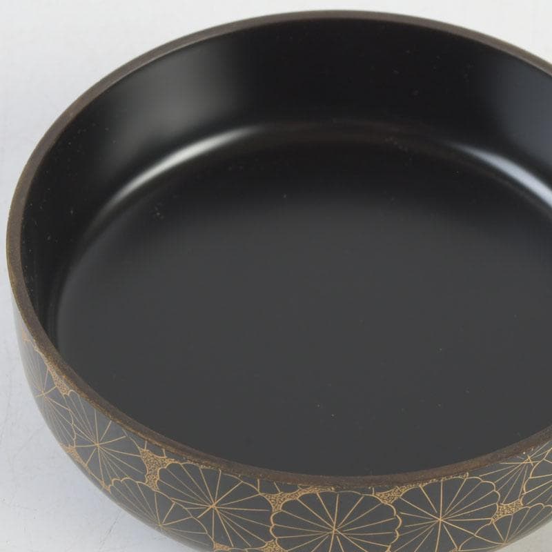 茶道具　輪島塗　前志芸男作　沈金菊文様　平棗　共布共箱　V　9581