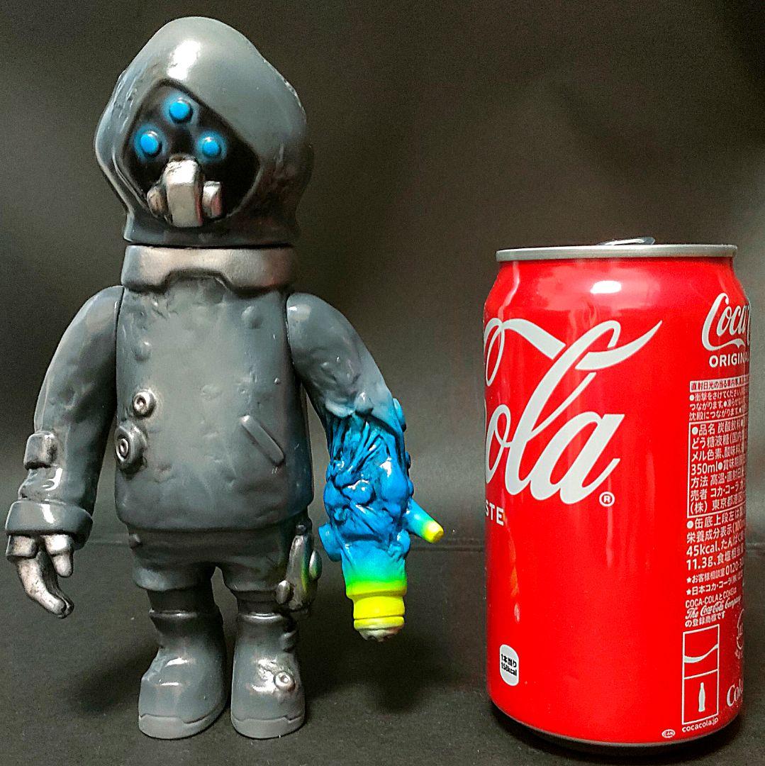 インディーズソフビ TG WORLD 改造童子 灰色成形 蛍光緑/青/銀塗装