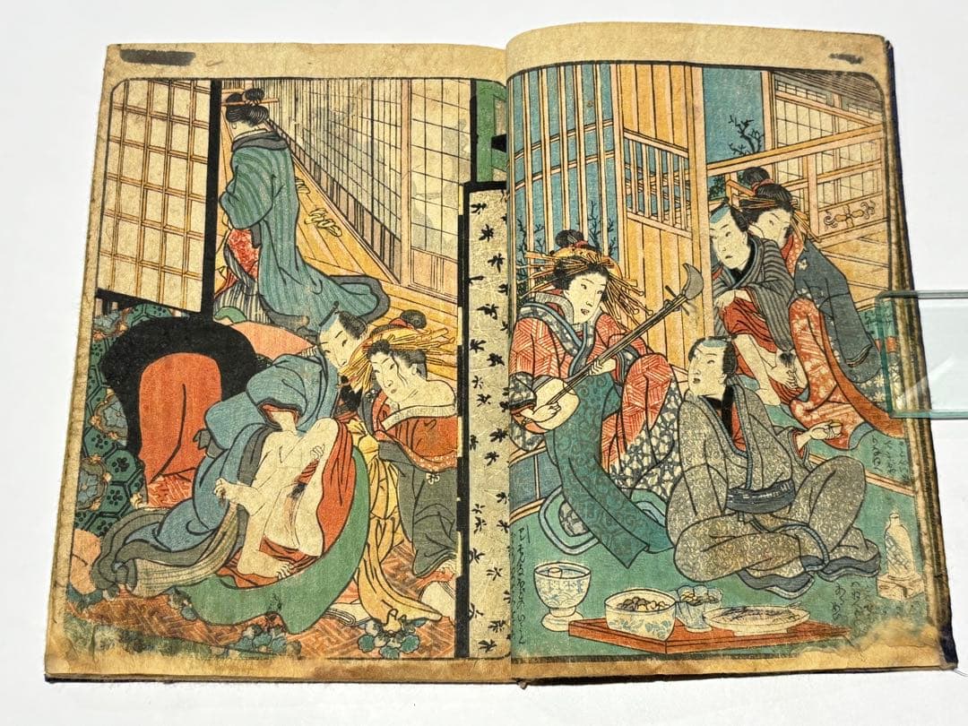 「春情仮の恋廓起源 上巻」歌川広重画 彩色木版刷り 1冊|春画 艶本 浮世絵