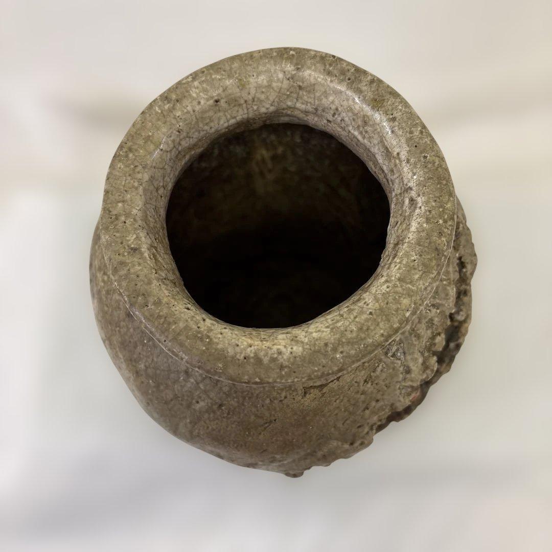 【希少】　楽山焼 玉井楽山作 天神蟹彫り　花器