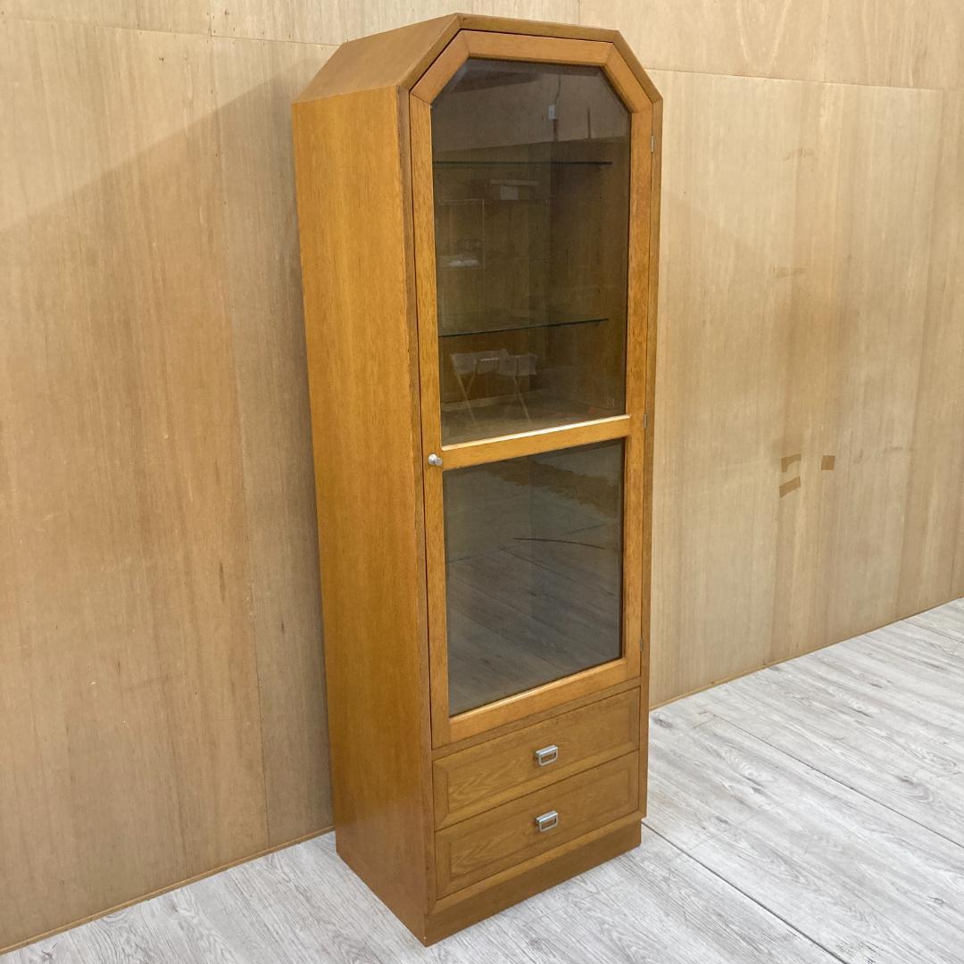 【オールドカリモク】ヴィンテージ　飾り棚　コレクションケース　キャビネット