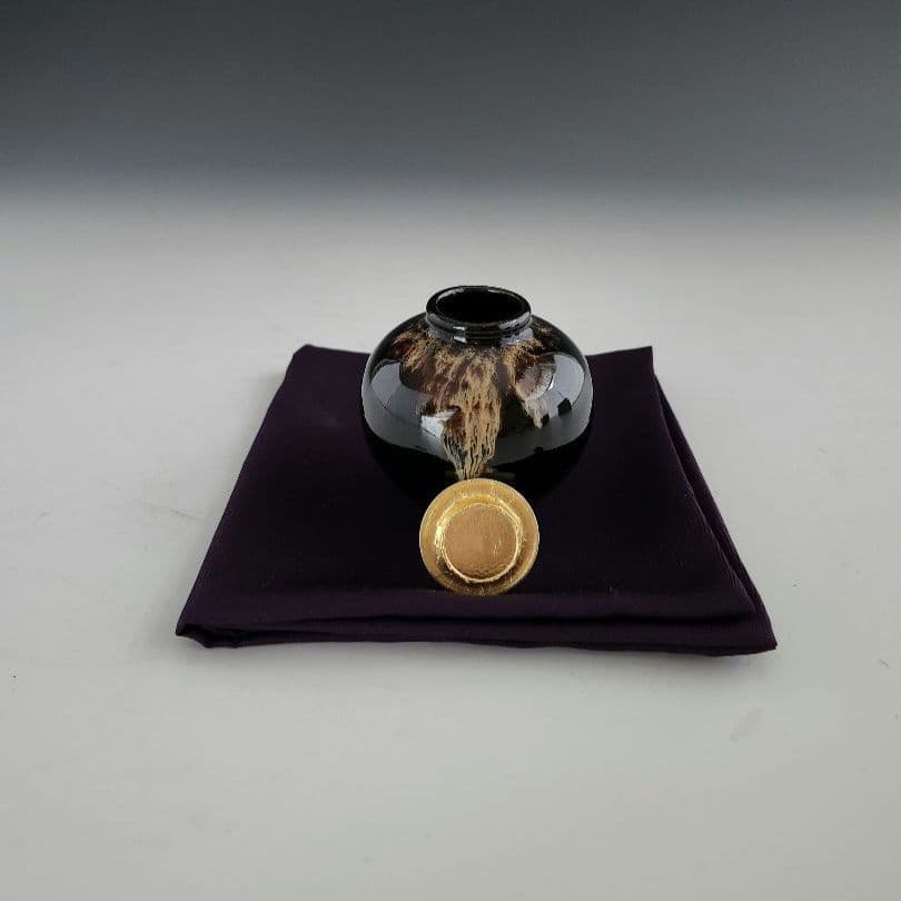 茶入　四方盆　セット　文琳　唐物茶入写　京焼　　桶谷定一　木箱入　茶道　茶道具