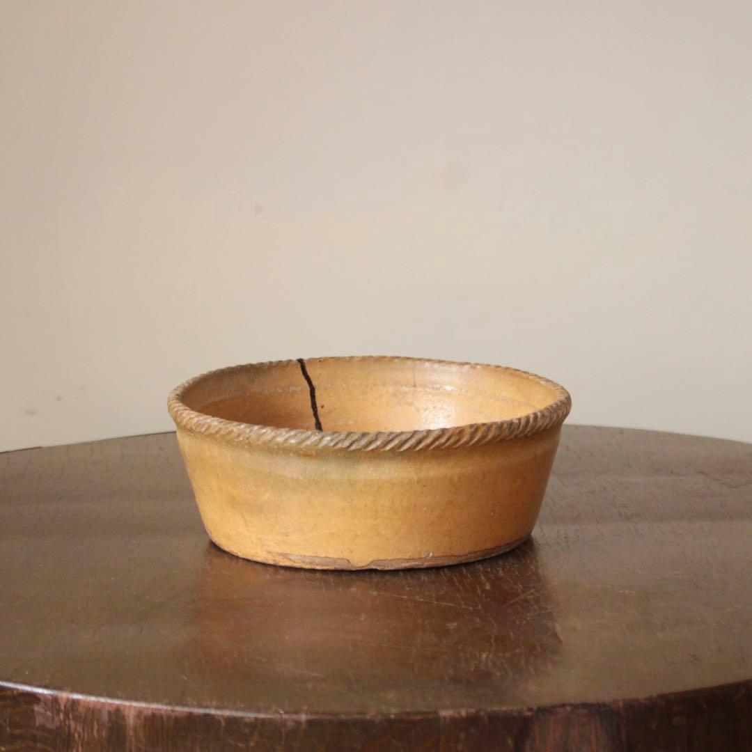 仏蘭西 黄釉 鉢 フランス アンティーク ブロカント 古道具