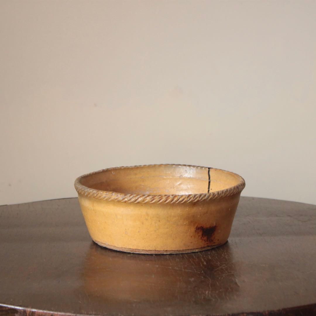 仏蘭西 黄釉 鉢 フランス アンティーク ブロカント 古道具