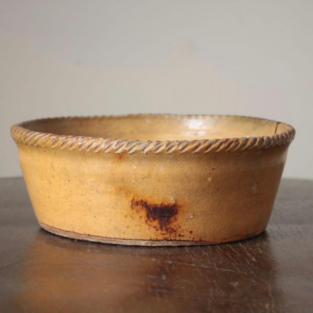 仏蘭西 黄釉 鉢 フランス アンティーク ブロカント 古道具