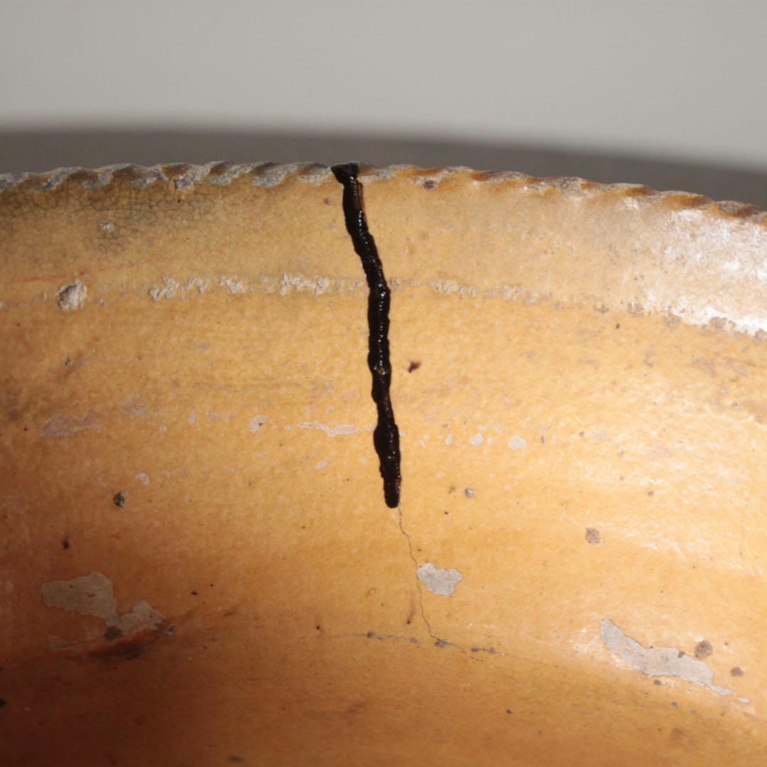 仏蘭西 黄釉 鉢 フランス アンティーク ブロカント 古道具