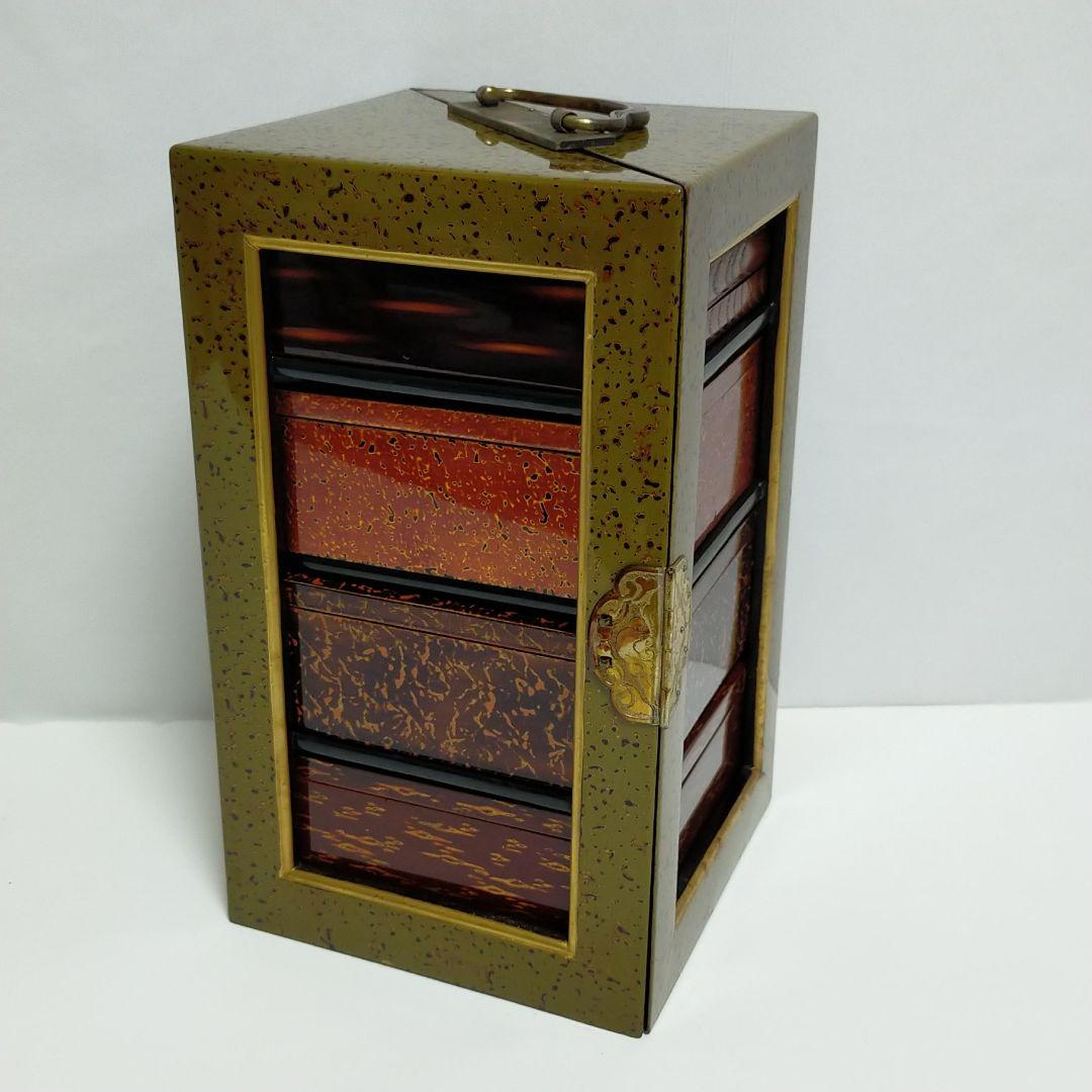 ★ 時代物 漆塗り 両開重 重箱 虫食塗 蔵出し 漆器 茶道具 弁当箱 ★D25