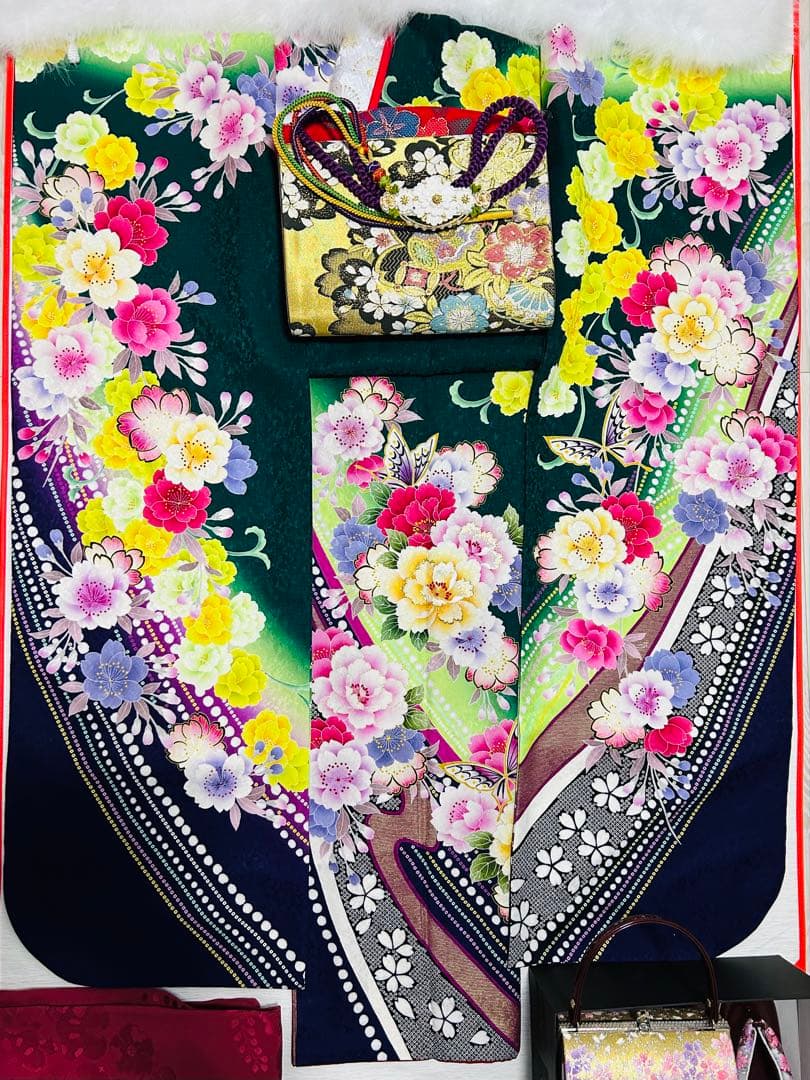 新品　呉服店398,000円刺繍付きお振袖 完全25点フルセット　トールサイズ