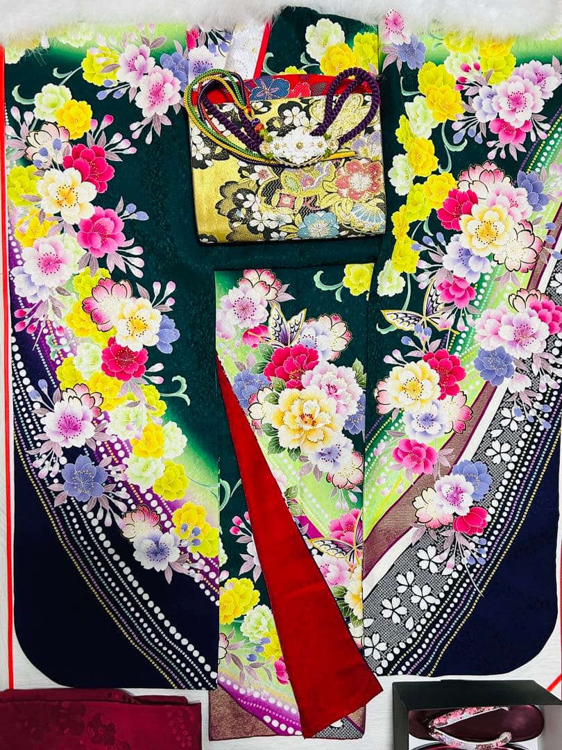 新品　呉服店398,000円刺繍付きお振袖 完全25点フルセット　トールサイズ