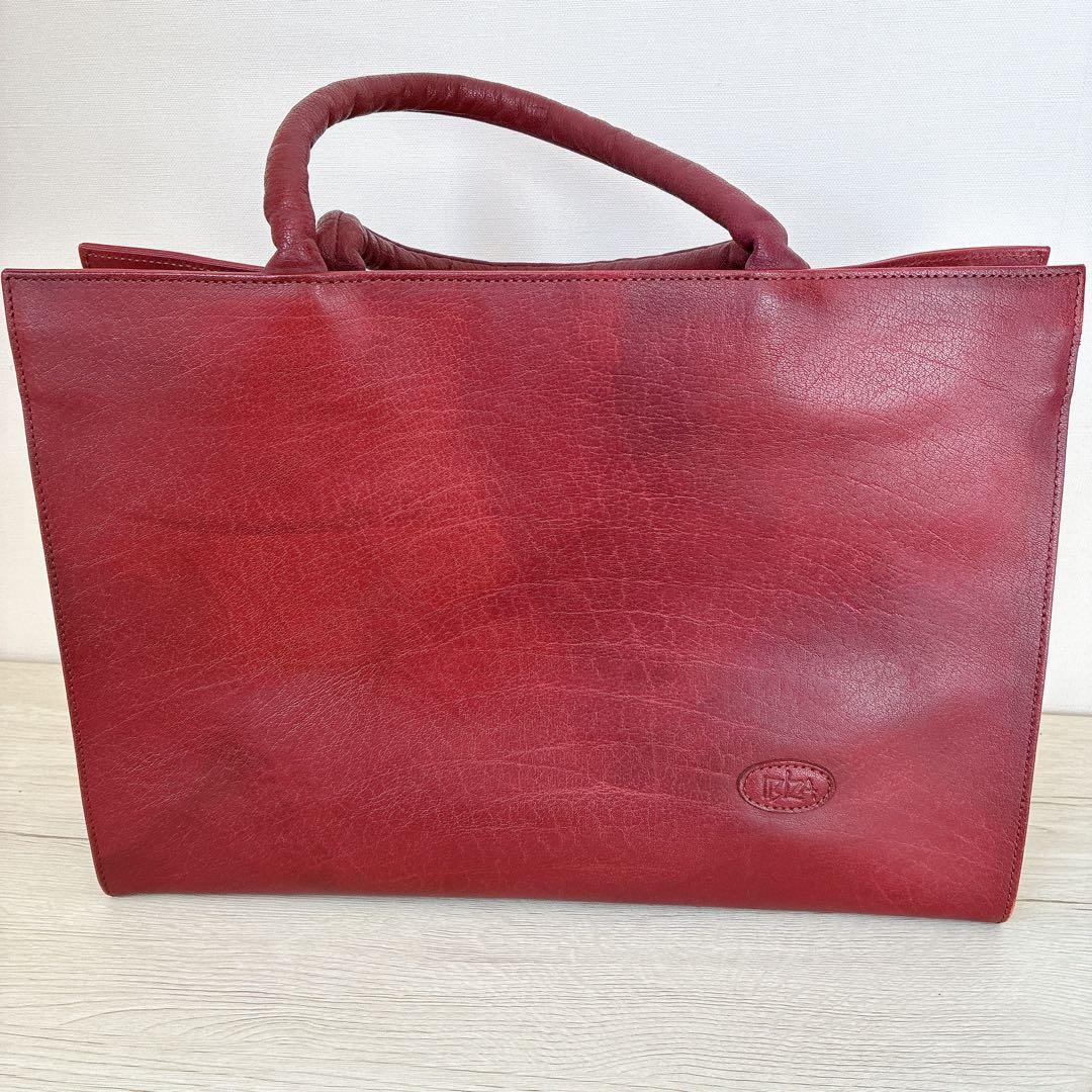 未使用 IBIZA イビザ 赤茶 レザー ハンドバッグ 革 ポーチ付き