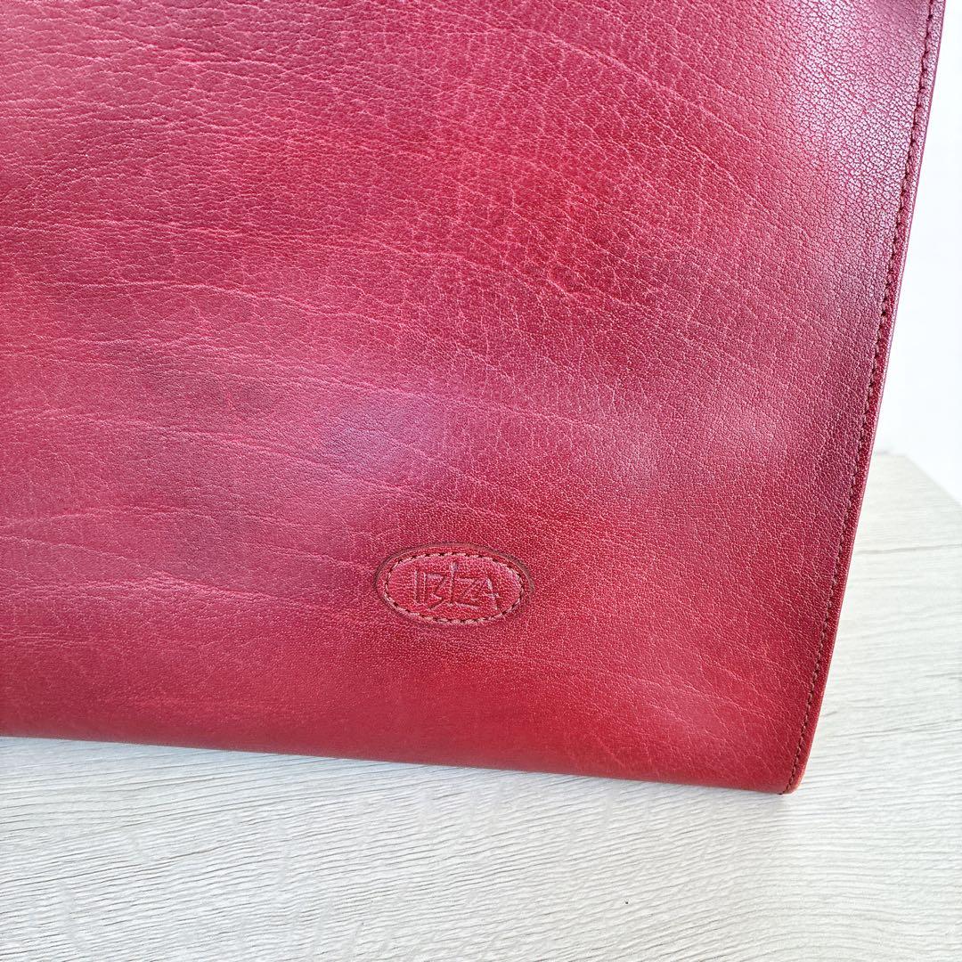 未使用 IBIZA イビザ 赤茶 レザー ハンドバッグ 革 ポーチ付き