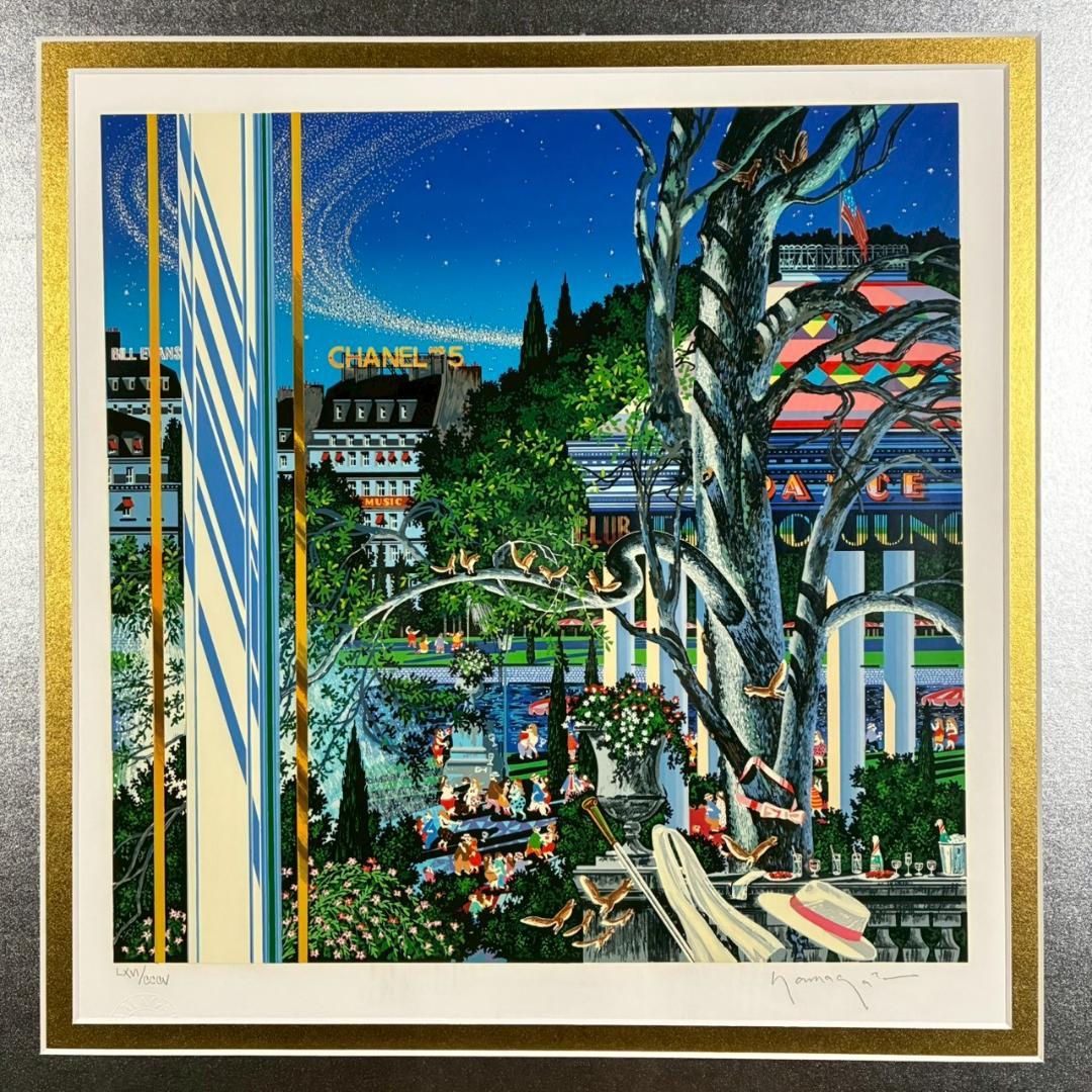 美品 ヒロ・ヤマガタ「イブニングパーティー」シルクスクリーン 大作 直筆サイン入