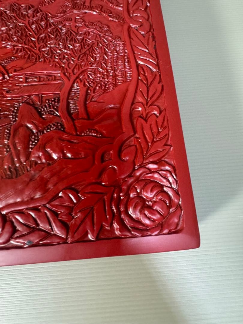 2266  昭和レトロ 仙台堆朱 漆塗り 筆箱 文箱 小物入れ 未使用