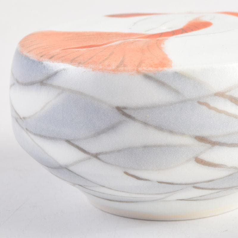 陶芸家　黒部駒子作　染付　金魚　水滴　書道具　共箱　V　8848