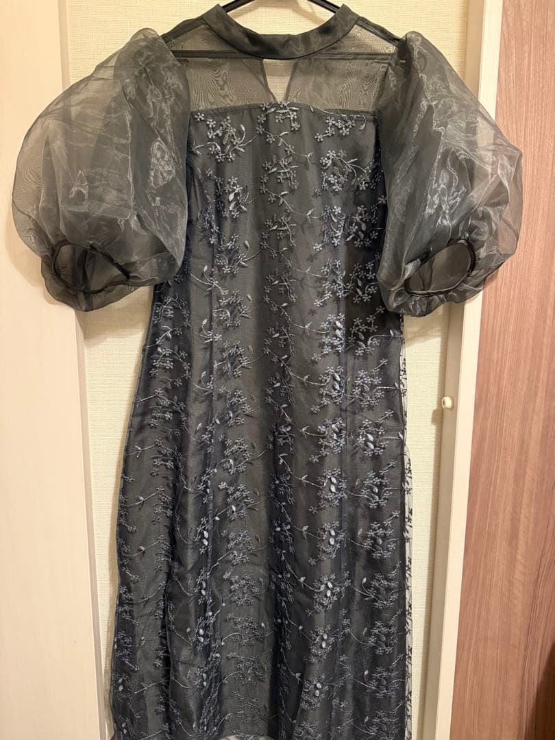 kana カナ シアー素材 ボリューム袖 レース オケージョン ドレス L