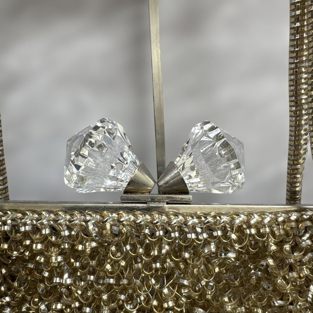 アンテプリマ　ワイヤーハンドバッグ　がま口　リボン　ゴールド