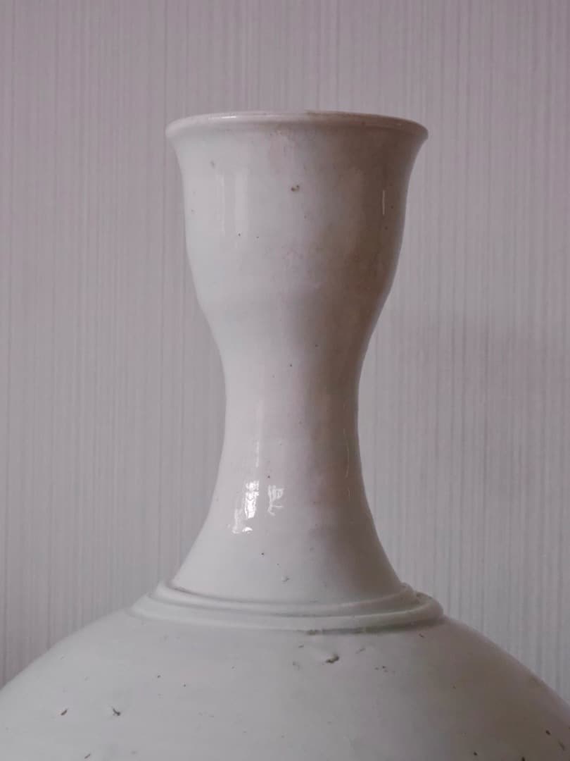 朝鮮美術　李朝　白磁　徳利　花瓶　古陶磁　古民藝　箱付　古道具　Q2316