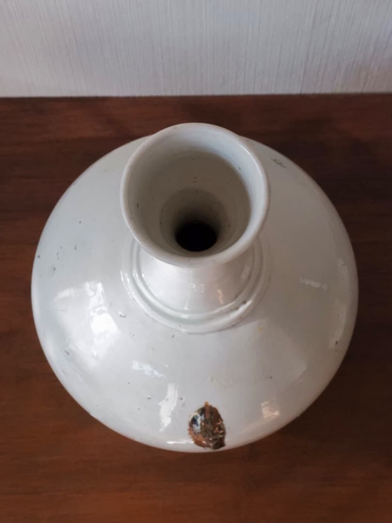 朝鮮美術　李朝　白磁　徳利　花瓶　古陶磁　古民藝　箱付　古道具　Q2316